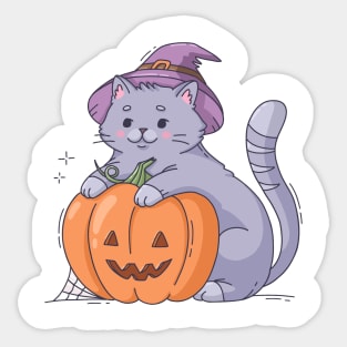 Funny Halloween - Cat - New Year - Pumpkin - Kitty Sticker